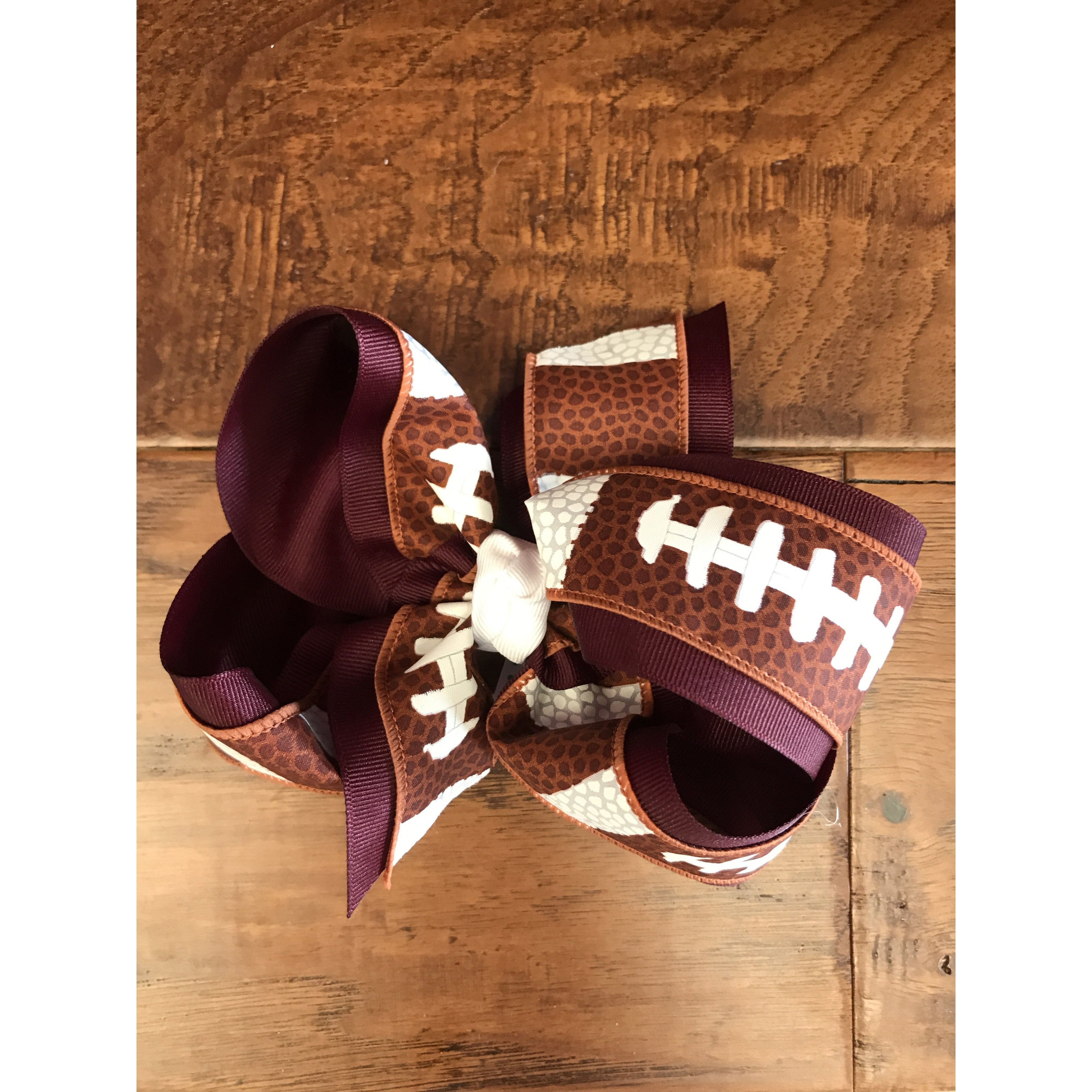 Beyond Creations Football Bow with Knot on French Clip in Assorted Colors