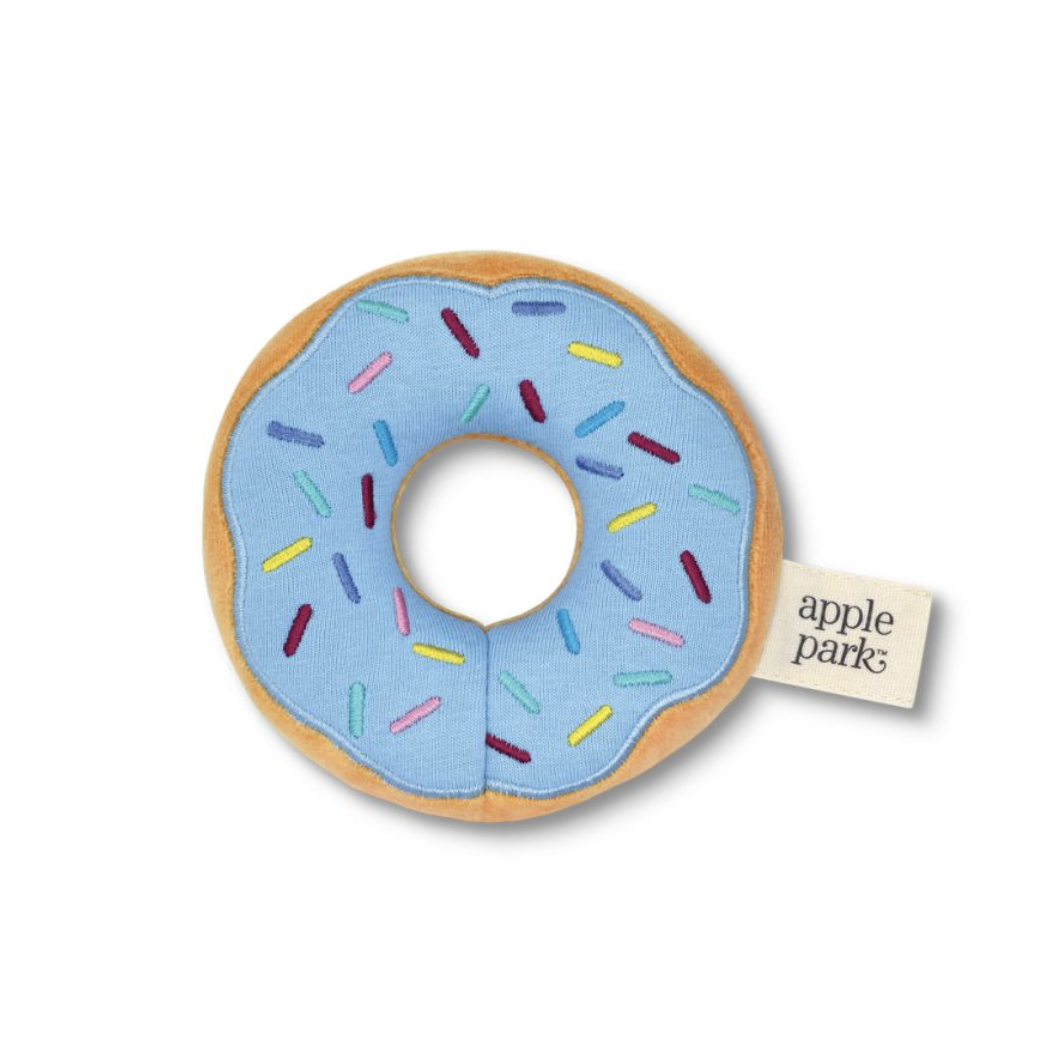 Apple Park Organic Cotton Donut Rattle - Ideal Gift for Babies