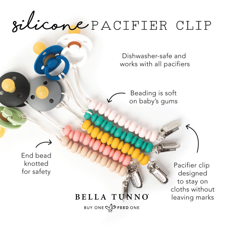 Pink Bella Tunno Silicone Pacifier Clip - Stylish & Safe for Babies