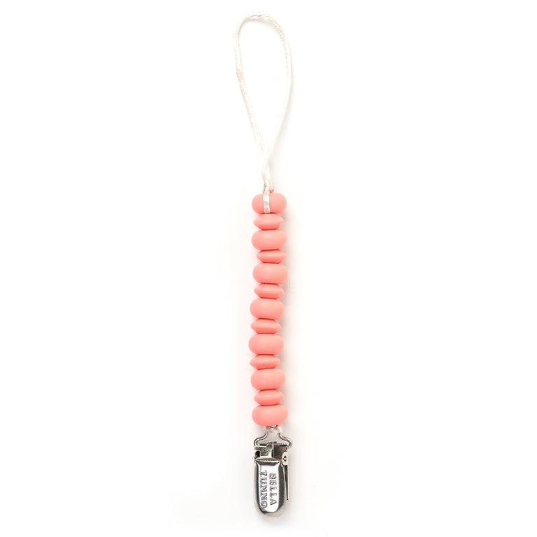 Pink Bella Tunno Silicone Pacifier Clip - Stylish & Safe for Babies