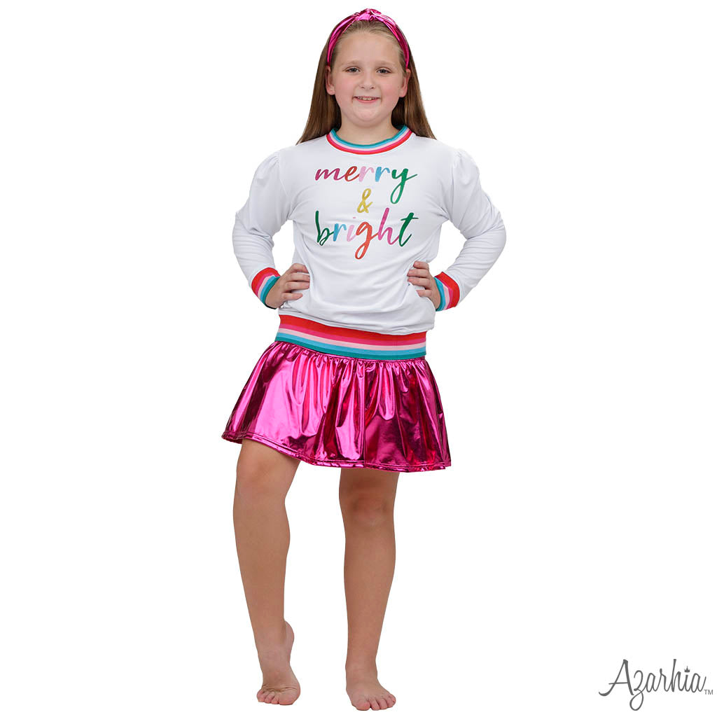 Hot Sale! Azarhia Metallic Hot Pink Gathered Skort