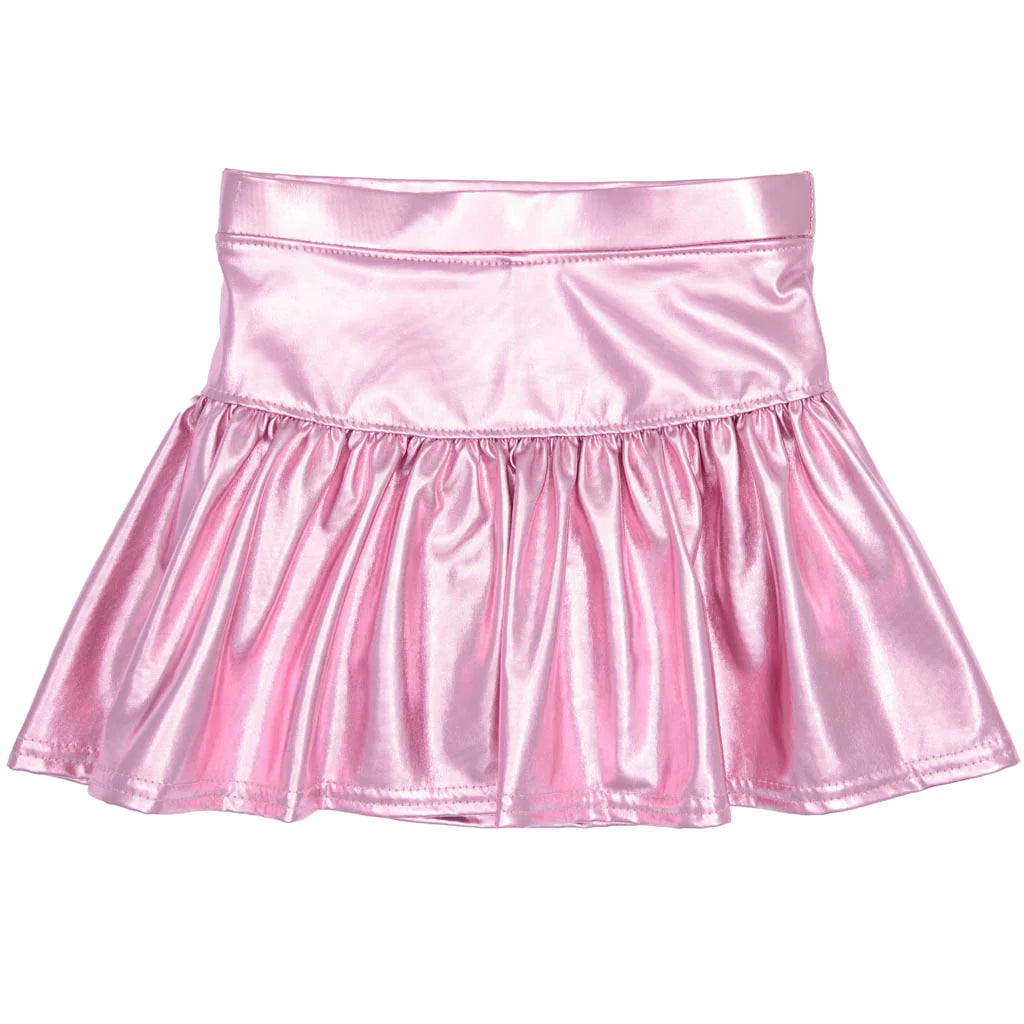 Hot Deal! Metallic Light Pink Azarhia Gathered Skort for Active Girls