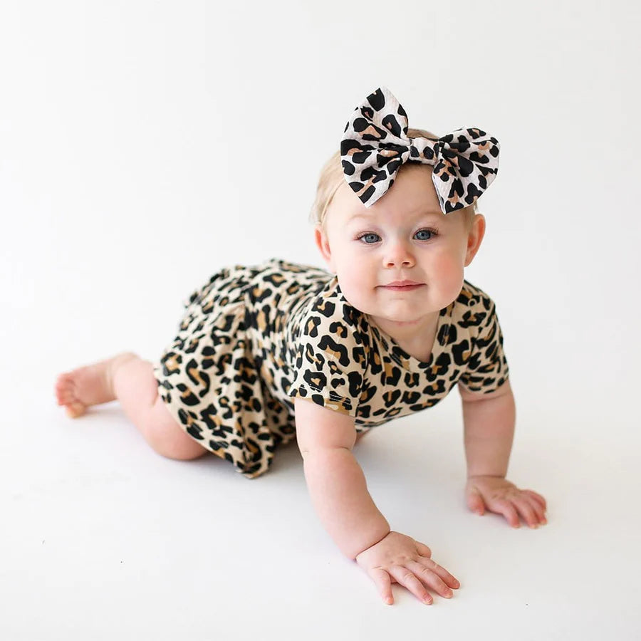Hot Deal! Posh Peanut Baby Girl's Lana Leopard Short Sleeve Bodysuit with Twirl Skirt