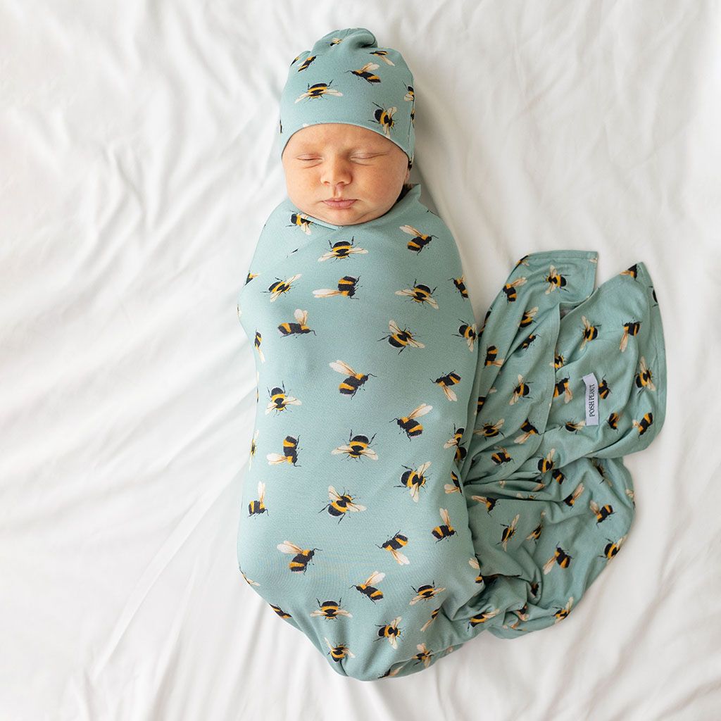 Hot Deal! Posh Peanut Infant Spring Bee Swaddle and Matching Beanie Set