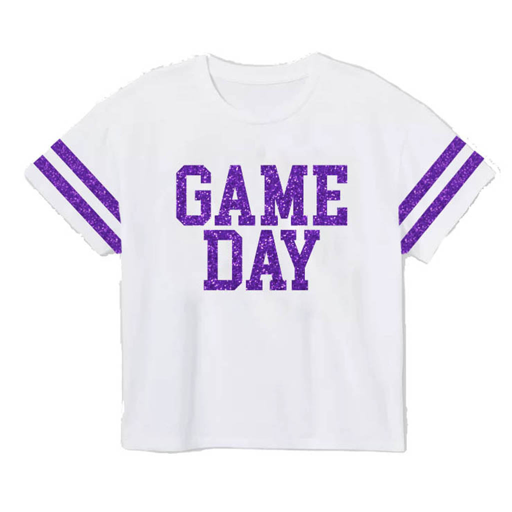 Purple Azarhia Boxy Glitter Kid's Tee for Game Day