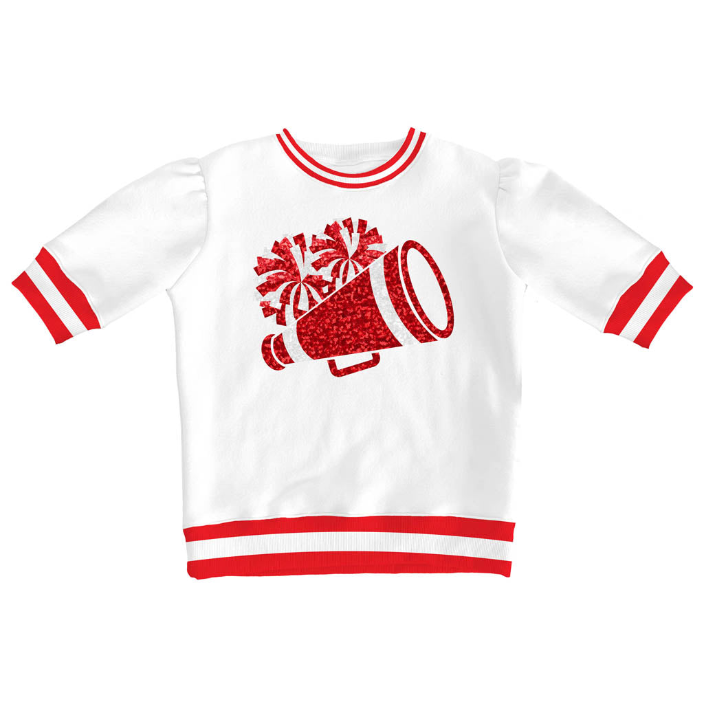 Azarhia Red Game - Day Short - Sleeve Sequin Megaphone Holly Tee