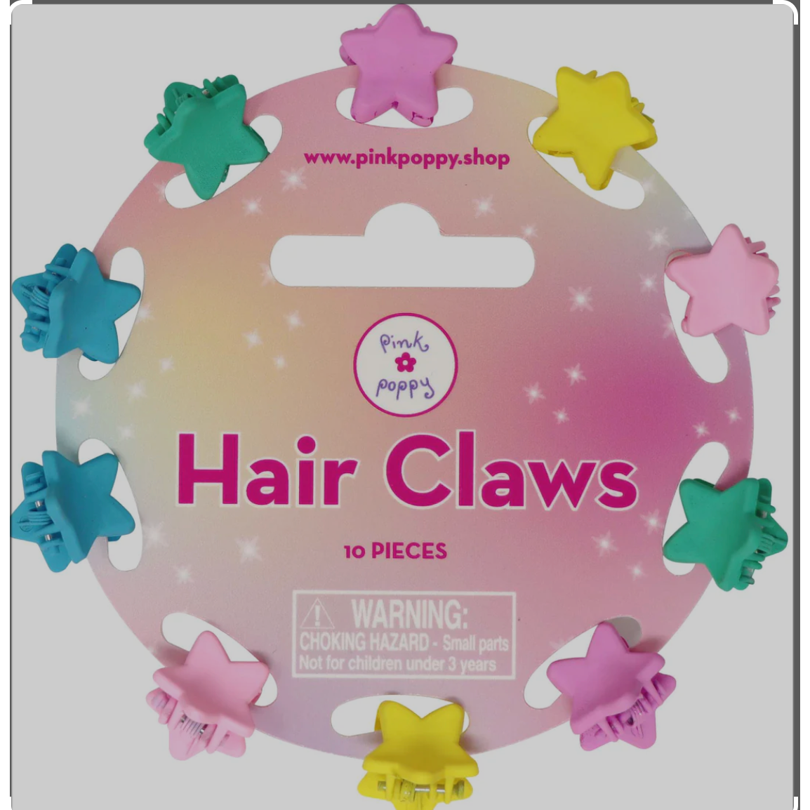 Hot Sale! 10-Piece Set of Mini Pink Poppy Star Hair Claws for Ages 3+