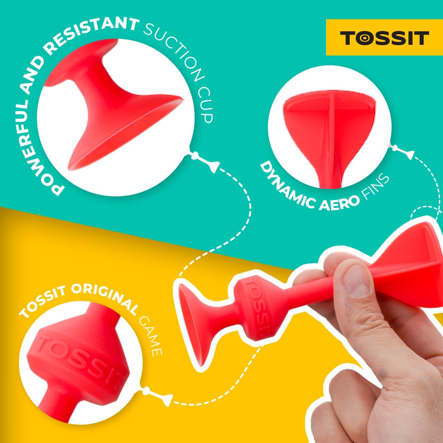 TOSSIT Suction Cup Darts Game - Assorted Colors, Great for Family Fun