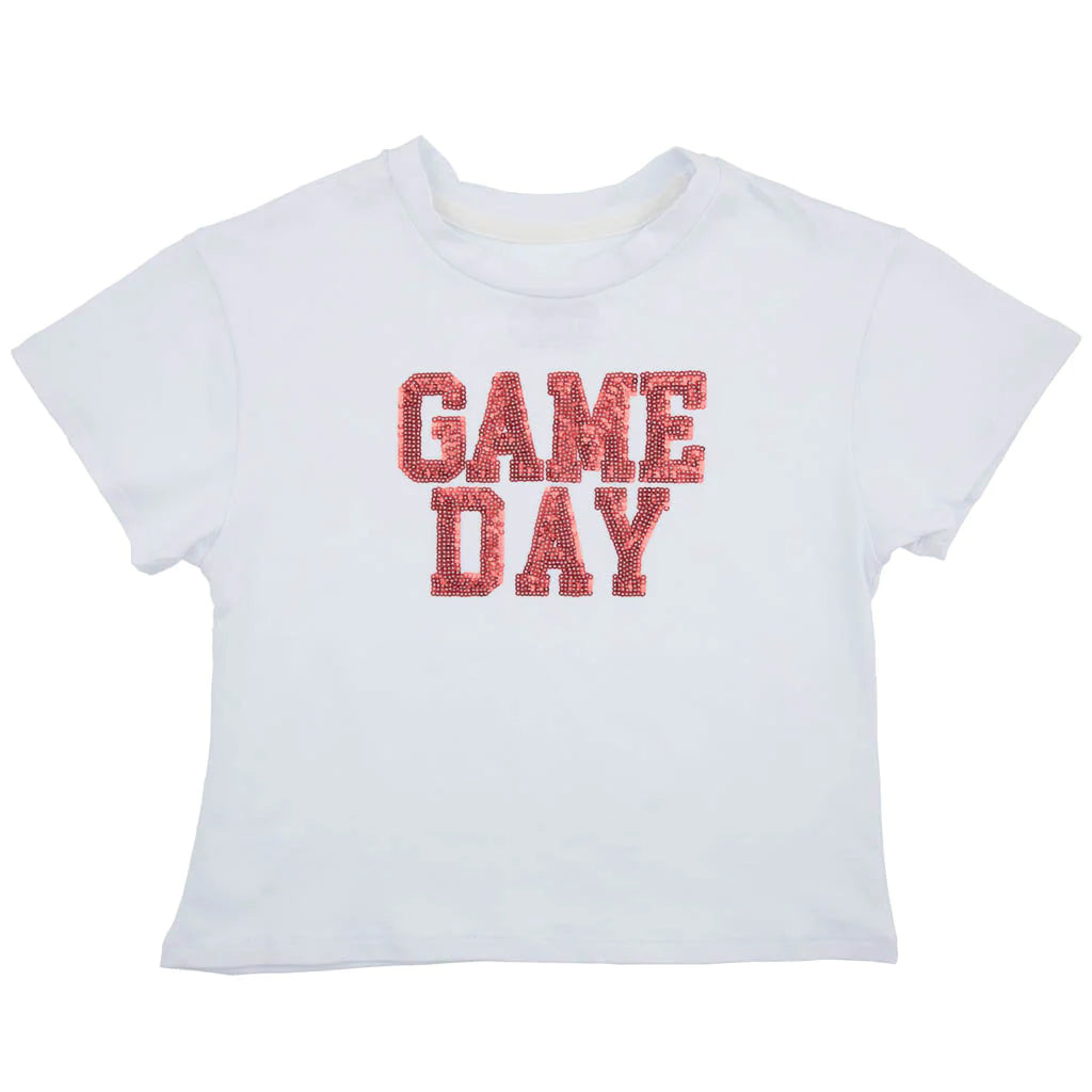 Red Azarhia Boxy Sequin Tee for Game Day