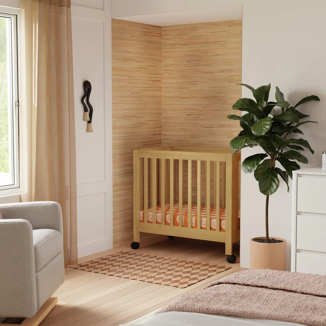 Babyletto Origami Mini Crib - Honey: Ideal for Modern Families