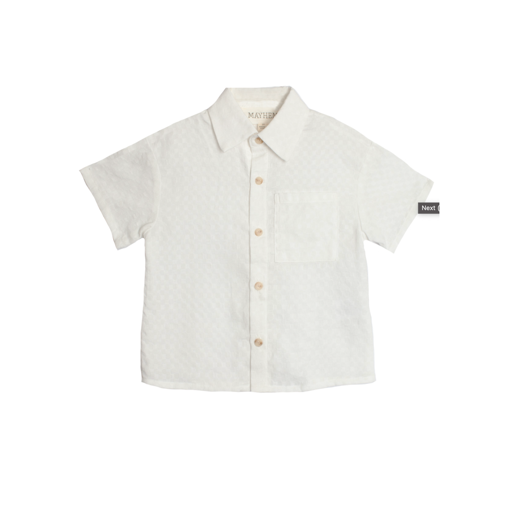 Hot Sale! Beckett Bear Button Top in White Gingham Dreams Style