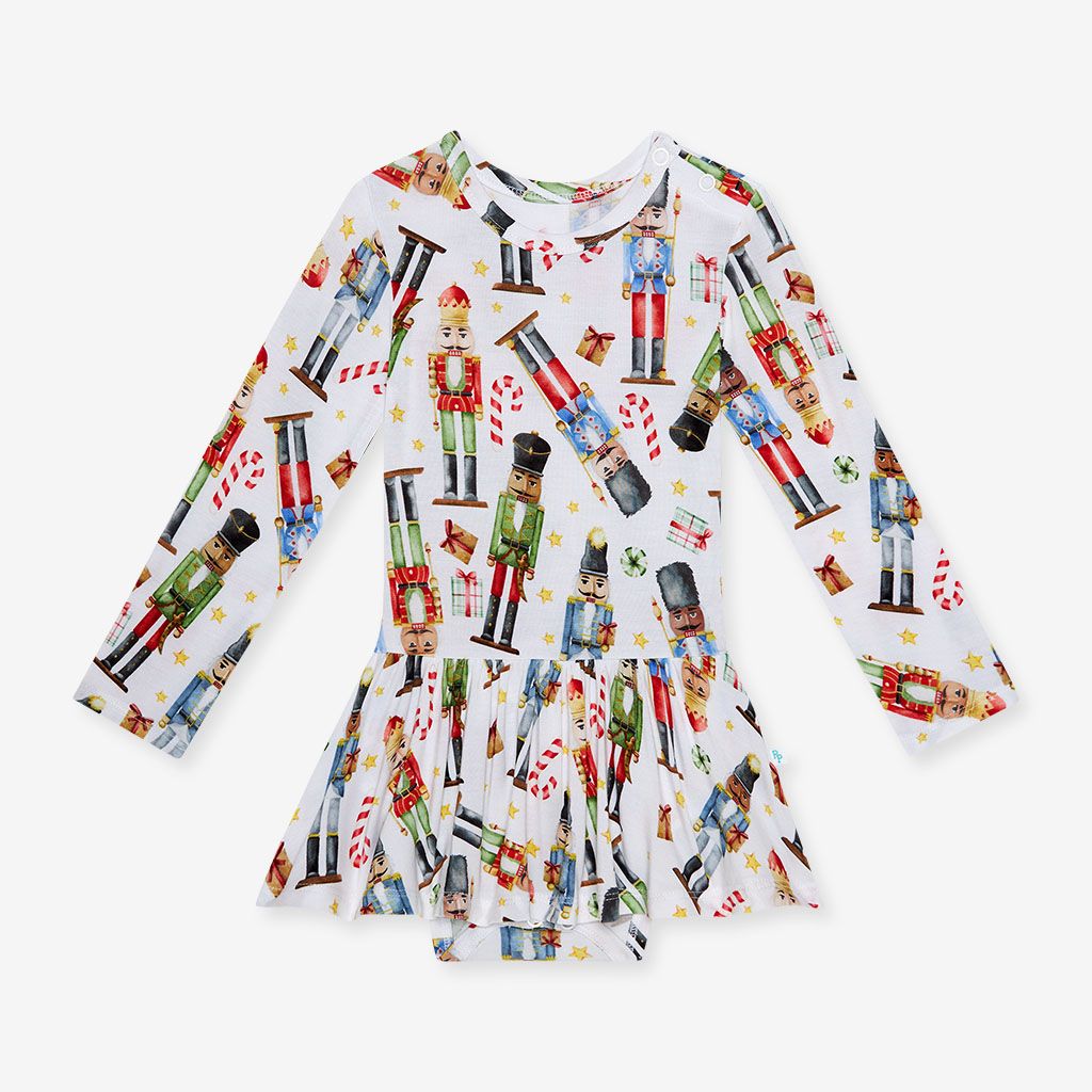 Posh Peanut Nutcracker Long - Sleeve Twirling Basic Skirt Bodysuit