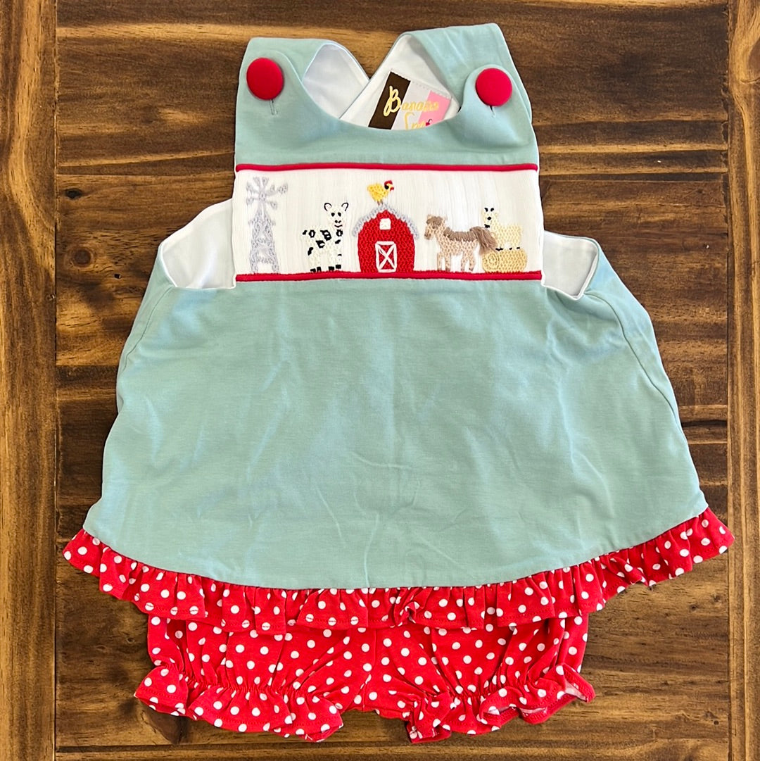 Farm Days Banana Split Smocked Cute Bloomer Set