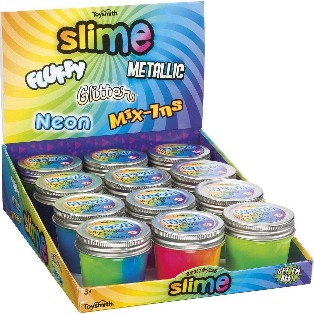Get Toysmith's 5.5 oz Neon Slime - Colorful Squishable Fun for All Ages!