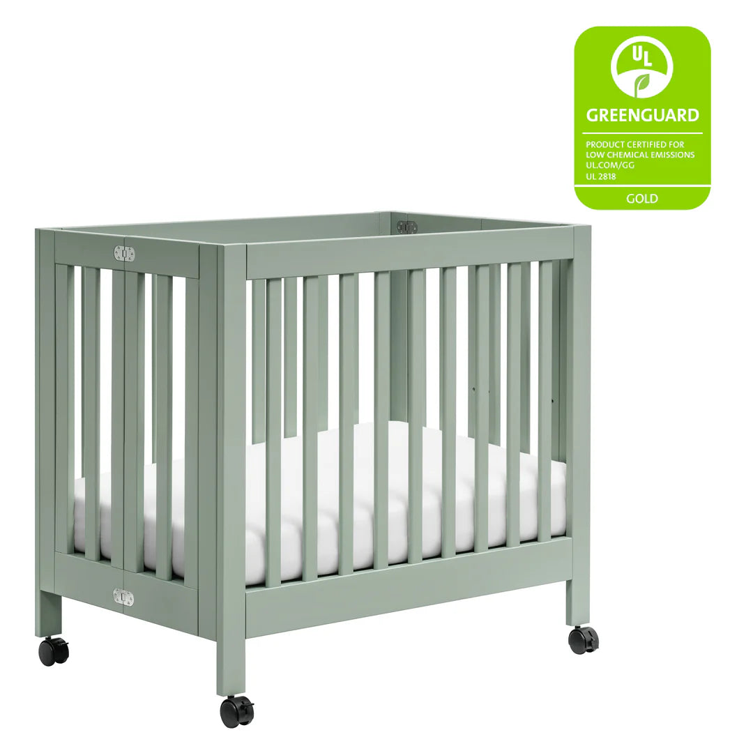 Babyletto Light Sage Origami Portable Mini Crib for Modern Families