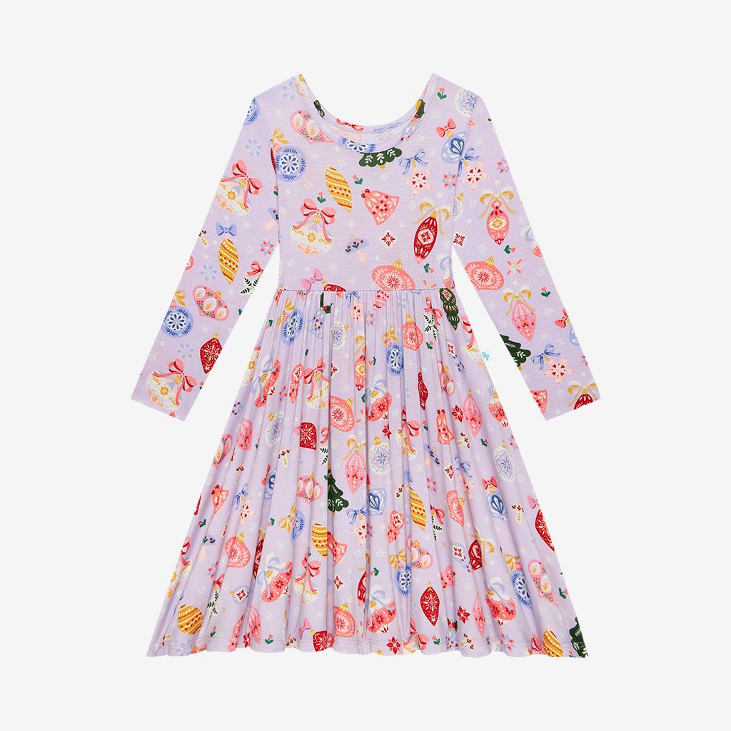 Hot Sale! Posh Peanut Basic Long Sleeve Twirl Holly Dress for Girls