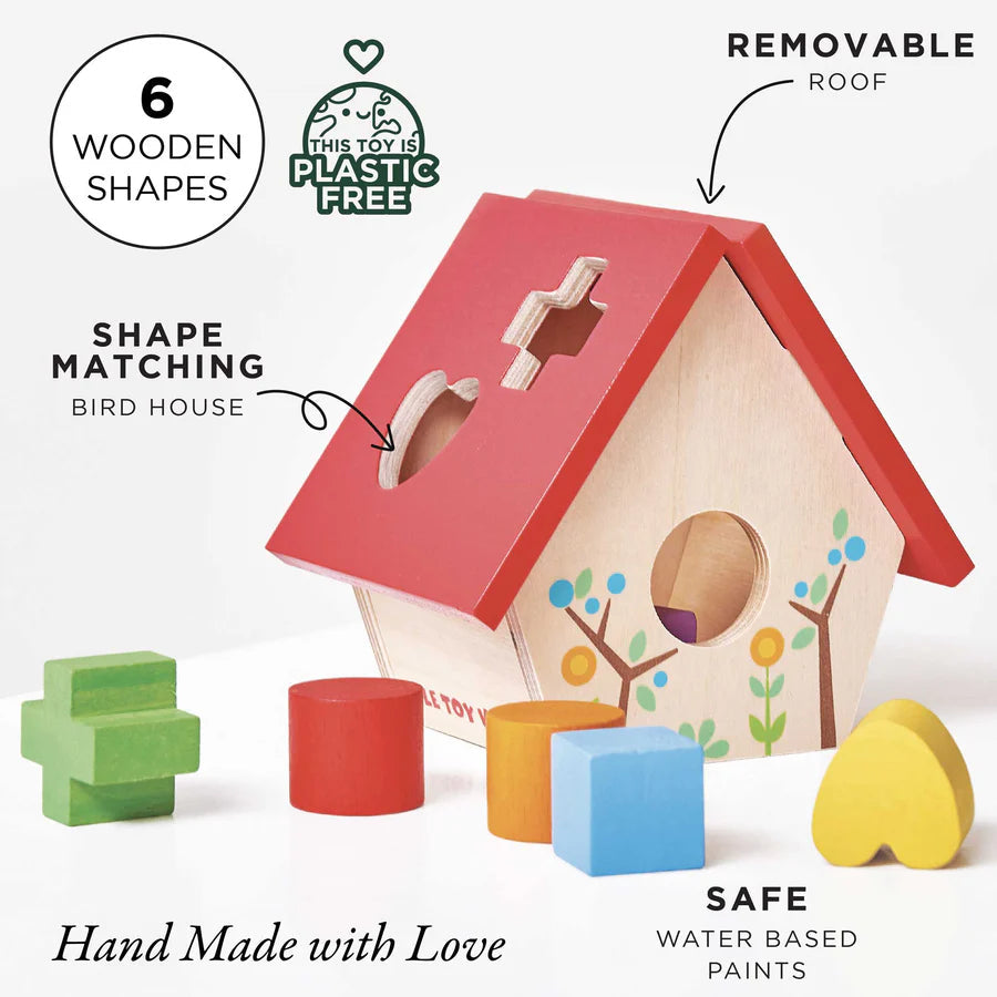 Petilou® Award-Winning Wooden Bird House Shape Sorter Toy for Curious Toddlers