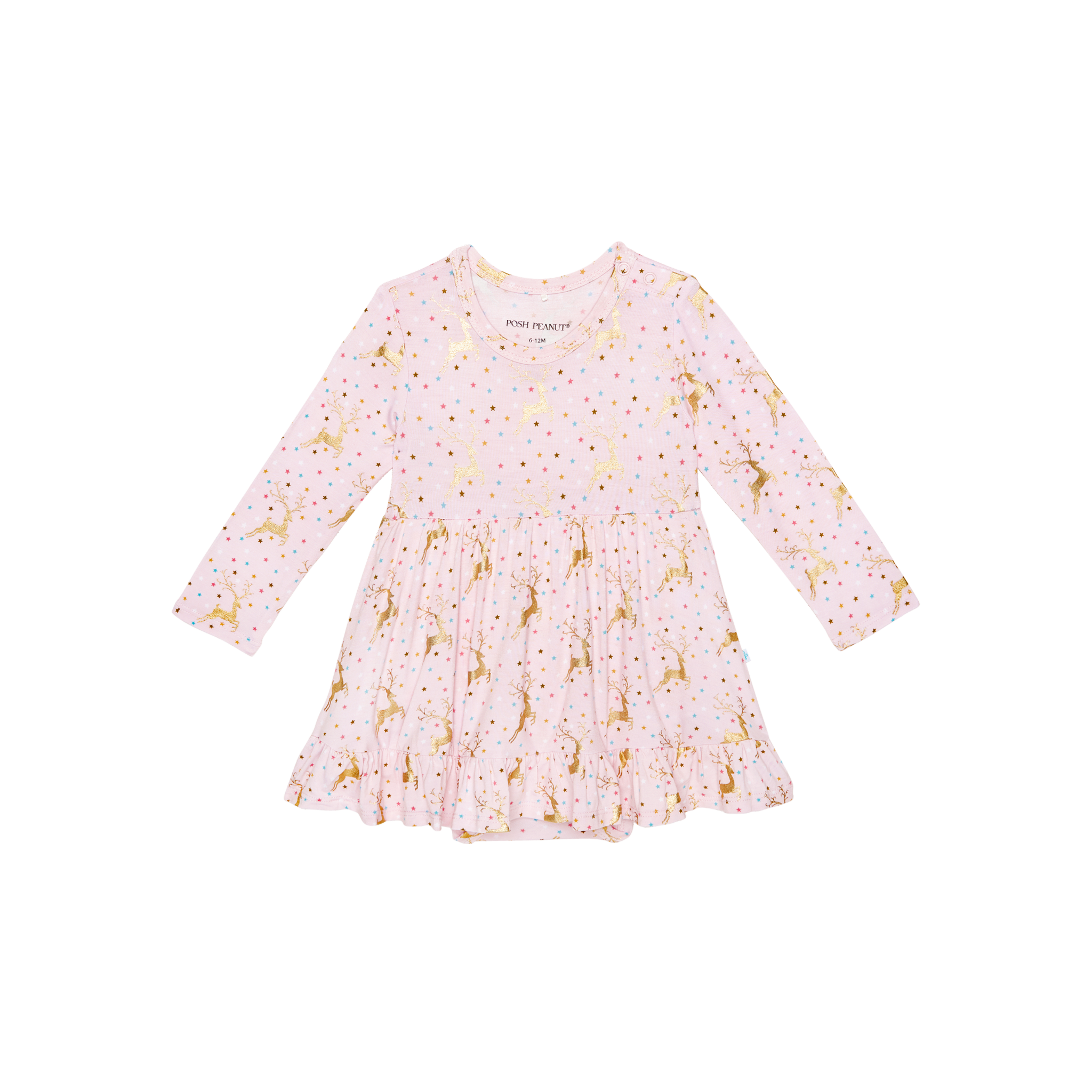 Stylish Posh Peanut Ryleigh Long - Sleeve Ruffled Bodysuit Dress