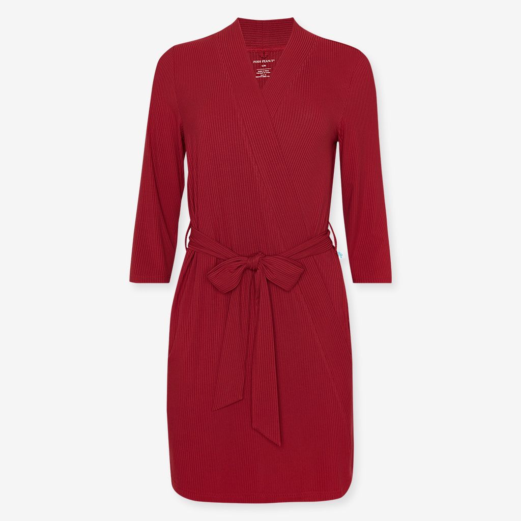 Hot Deal! Posh Peanut Dark Red Ribbed Women's Mama Robe
