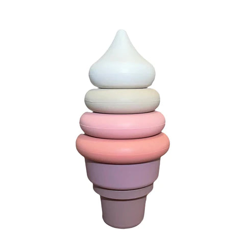 Hot Sale! Three Hearts Silicone Ice Cream Stacker Toy for Babies