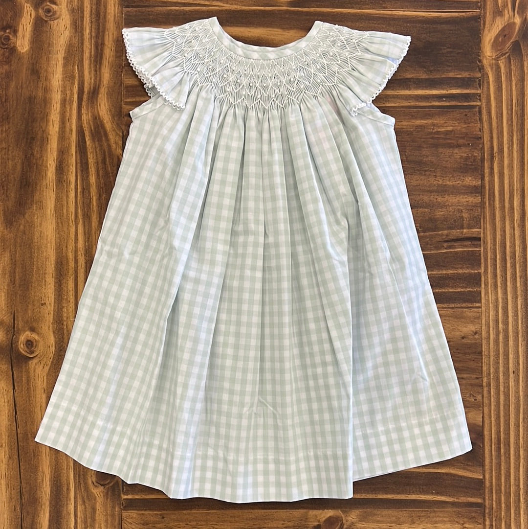 Pastel Green Gingham Geometric Bishop Banana Split Dress