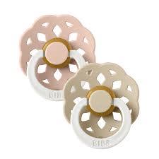 BIBS Glow-in-the-Dark Round Boheme Latex Blush GLOW & Vanilla GLOW Pacifiers - 2 Pack