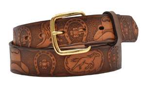 Hot Sale! 3D Belt for Toddler Boys - 1 1/4 Brown Belt Embossed with Horse Designs