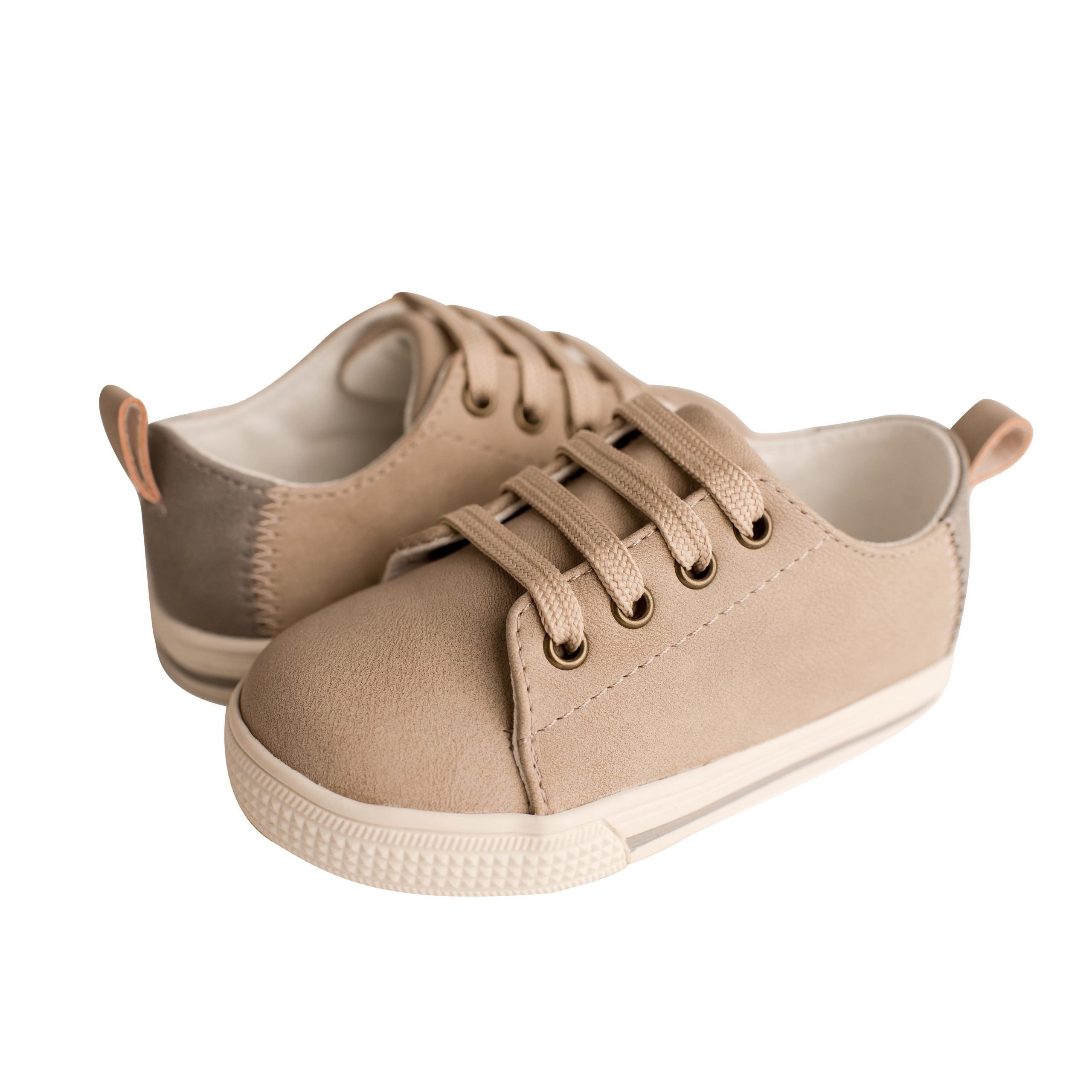 Hot Sale! Durable Baby Deer Lennon Toddler Khaki Textile Sneakers with Heel Loops