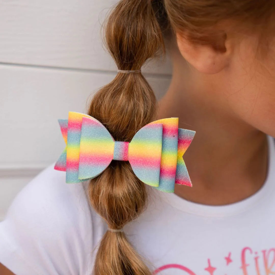 Sweet Wink Sale! Multi - Colored Rainbow Ombre Glitter Bow Hair Clip for Little Girls