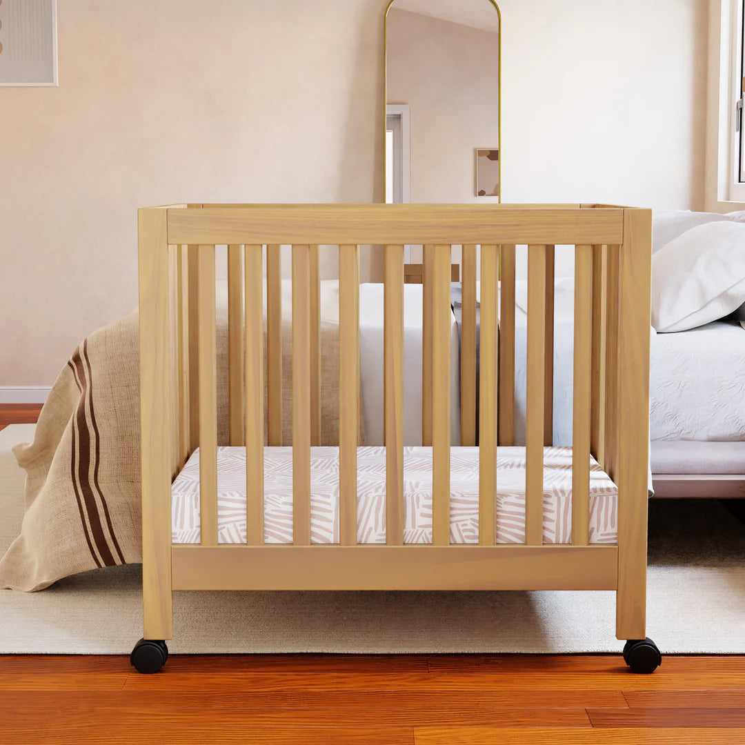 Babyletto Origami Mini Crib - Honey: Ideal for Modern Families
