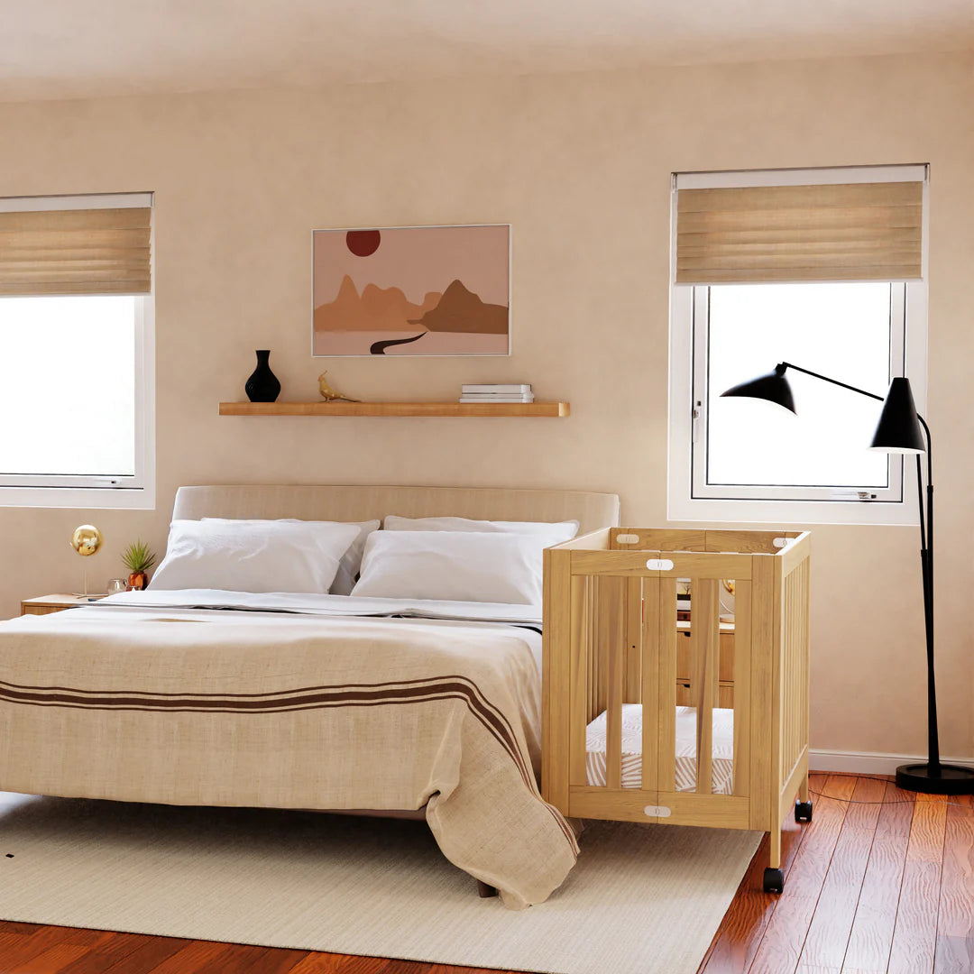 Babyletto Origami Mini Crib - Honey: Ideal for Modern Families
