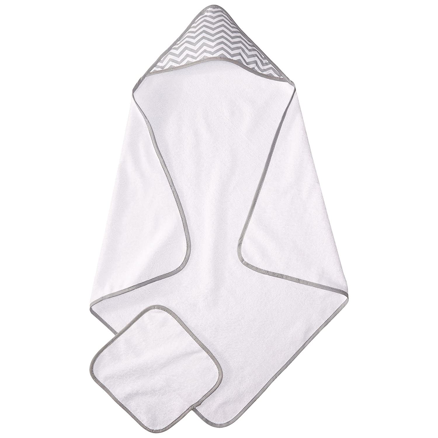 American Baby Co. Gray Chevron Organic Cotton Terry Hooded Towel and Washcloth Set