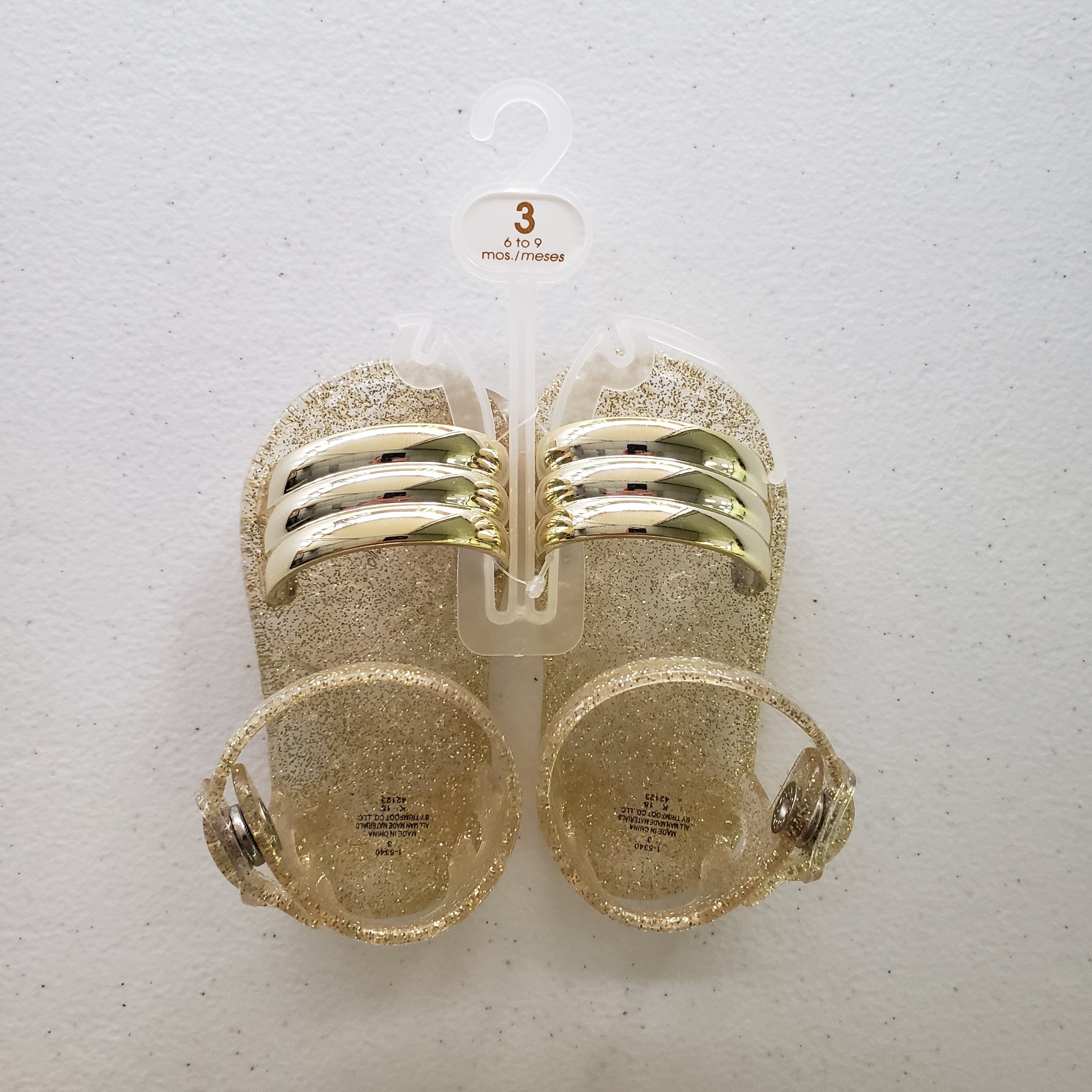 Hot Deal! Trimfoot Champagne Gold Metallic Double Banded Jelly Sandals