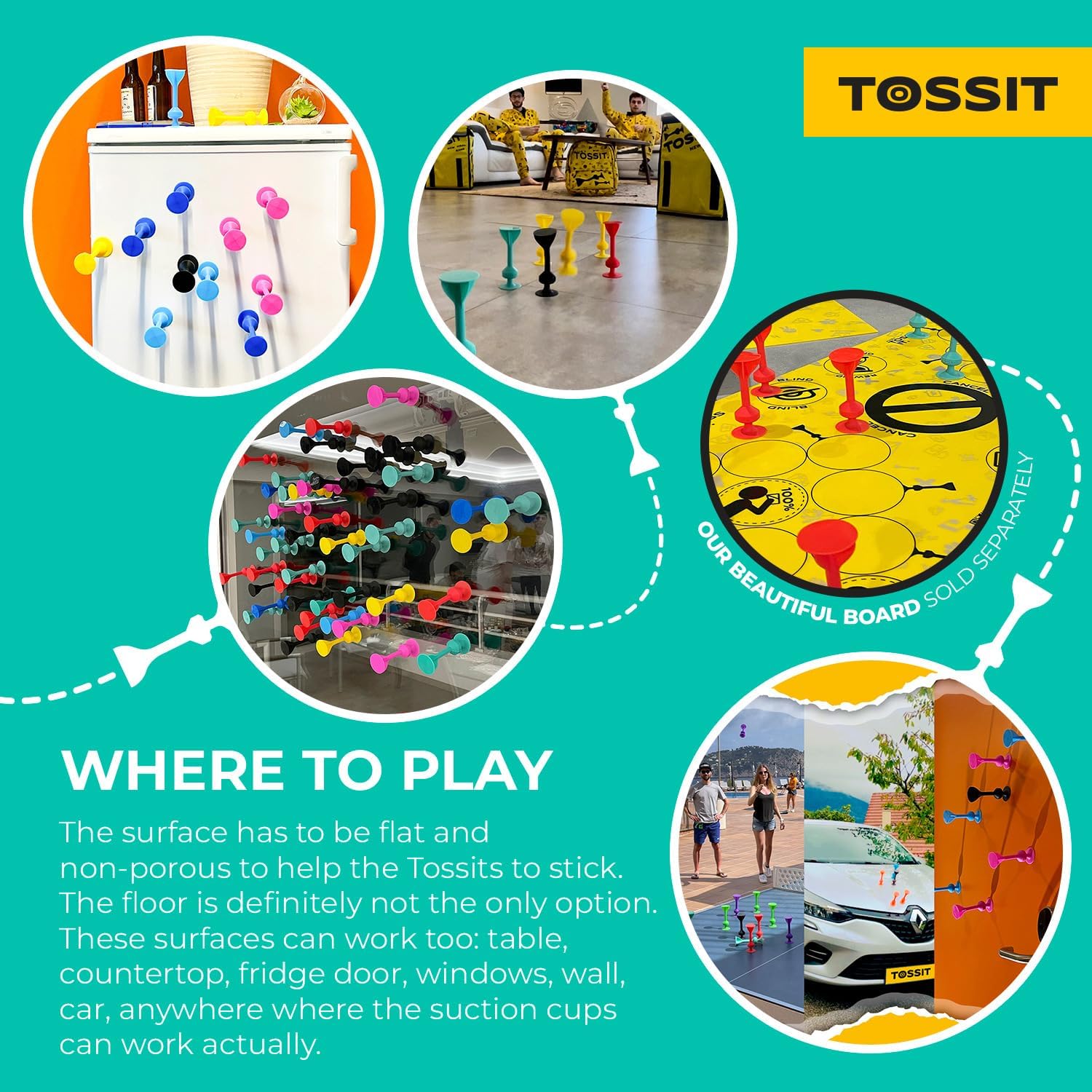 TOSSIT Suction Cup Darts Game - Assorted Colors, Great for Family Fun