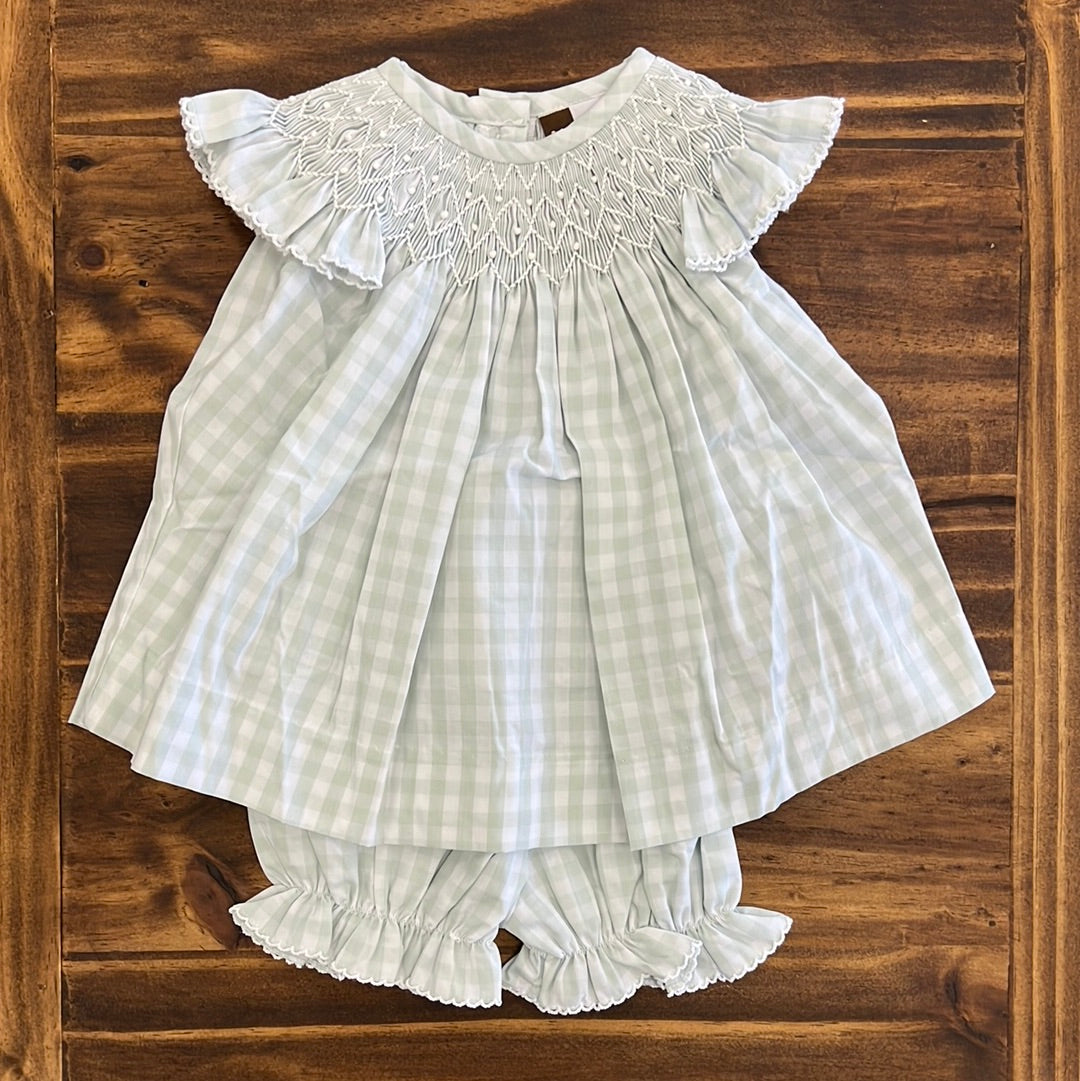 Hot Deal! Pastel Green Gingham Geo Banana Split Bloomer Set