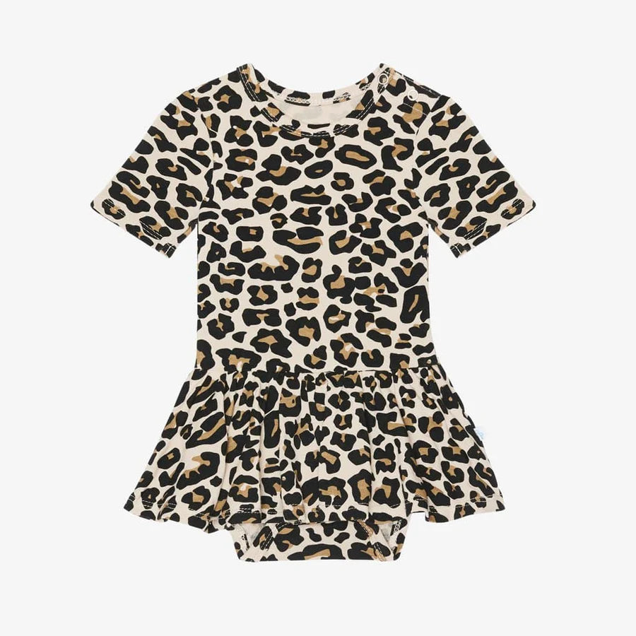 Hot Deal! Posh Peanut Baby Girl's Lana Leopard Short Sleeve Bodysuit with Twirl Skirt