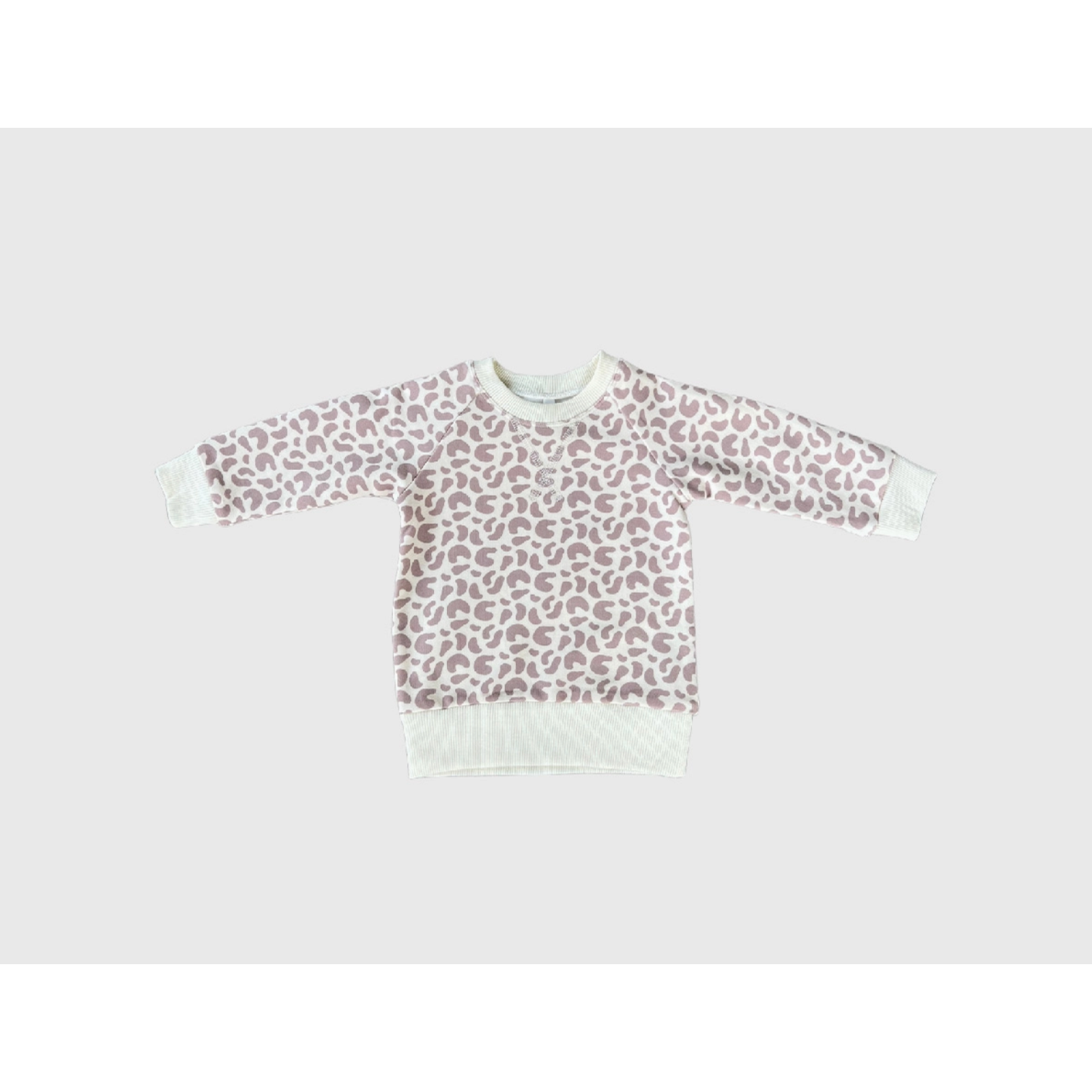 Soft Lilac Leopard Bamboo Fleece Sweatshirt for Baby Girls