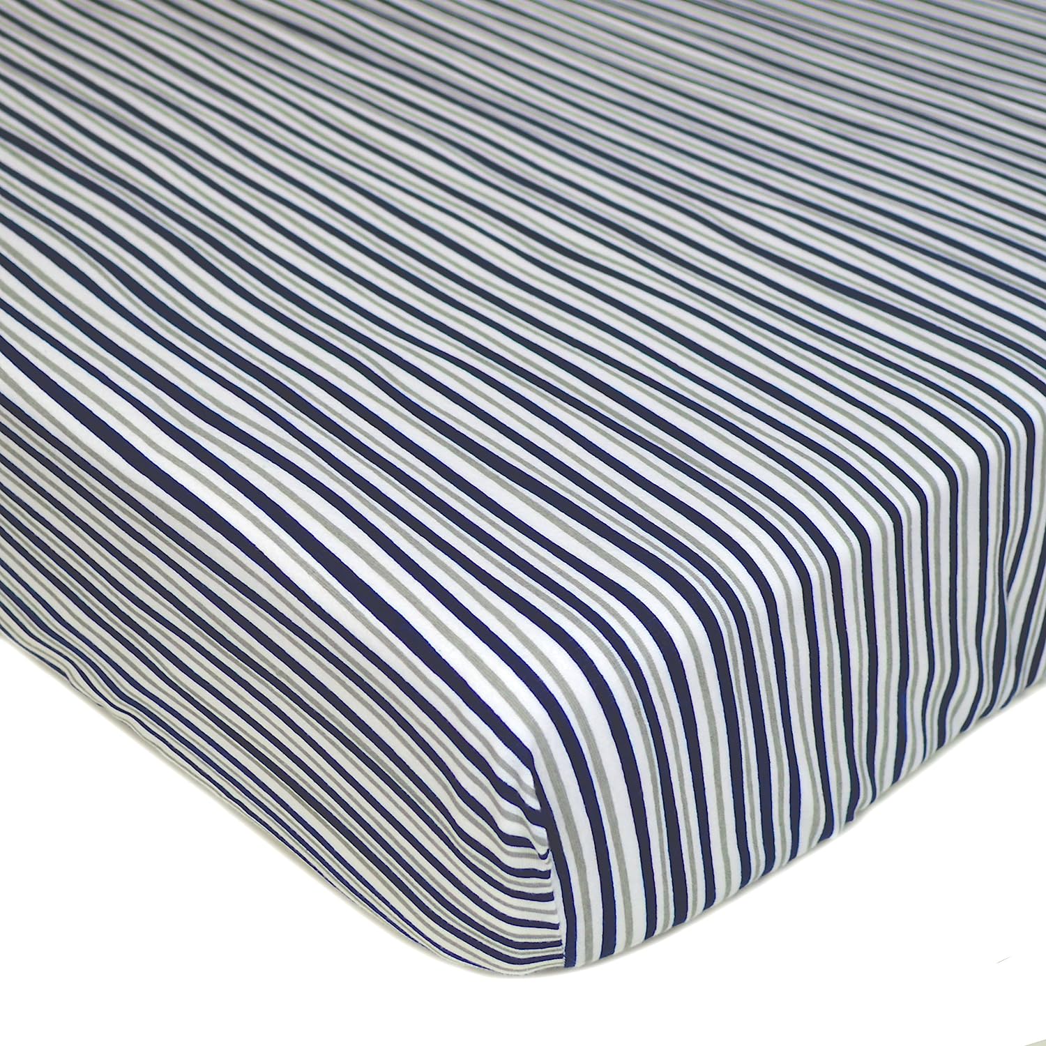 American Baby Co. Gray/Navy Funny Stripe 100% Cotton Knitted Jersey Crib Sheet