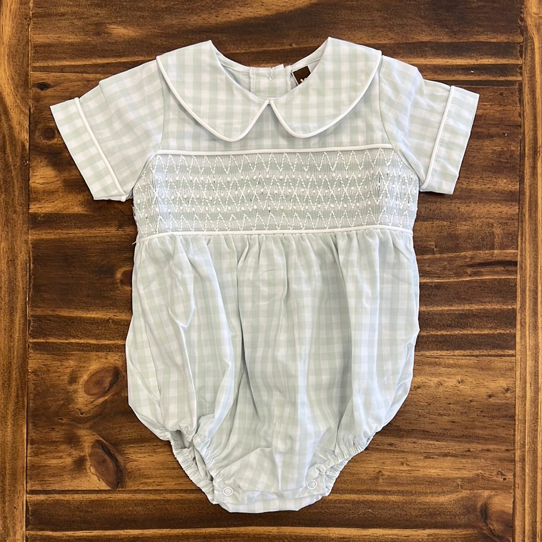 Pastel Green Gingham Geometric Boys' Bubble for Banana Split Style