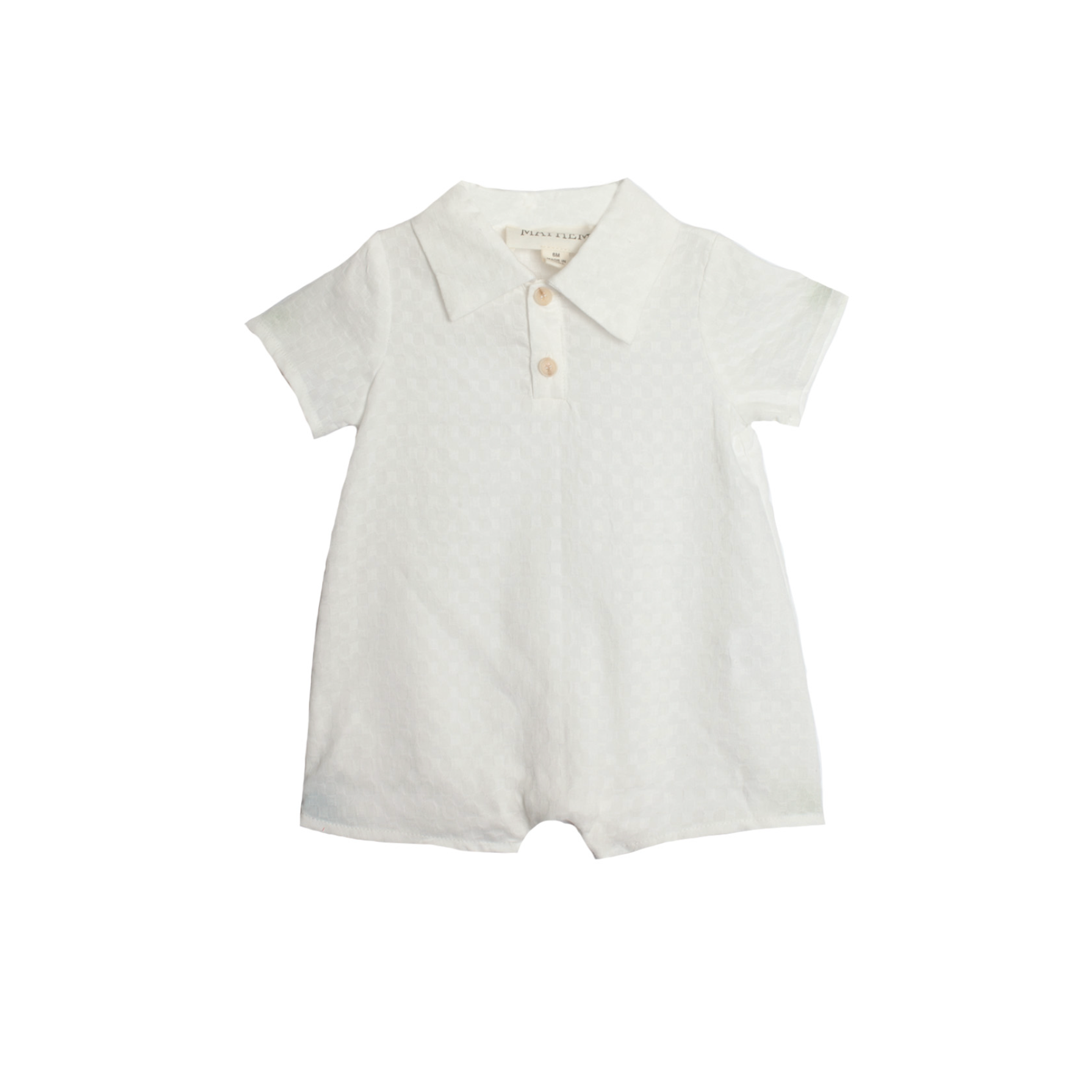 Beckett Bear White Gingham Romper - Dreamy Style!