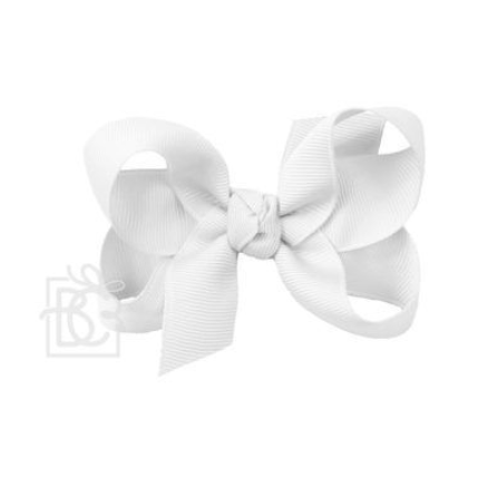 Medium White Beyond Creations Grosgrain Double Knot Bow on Alligator Clip