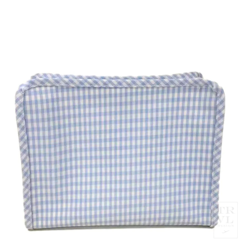 Medium TRVL Design Mist Blue Gingham Roadie - Stylish and Durable Travel Bag