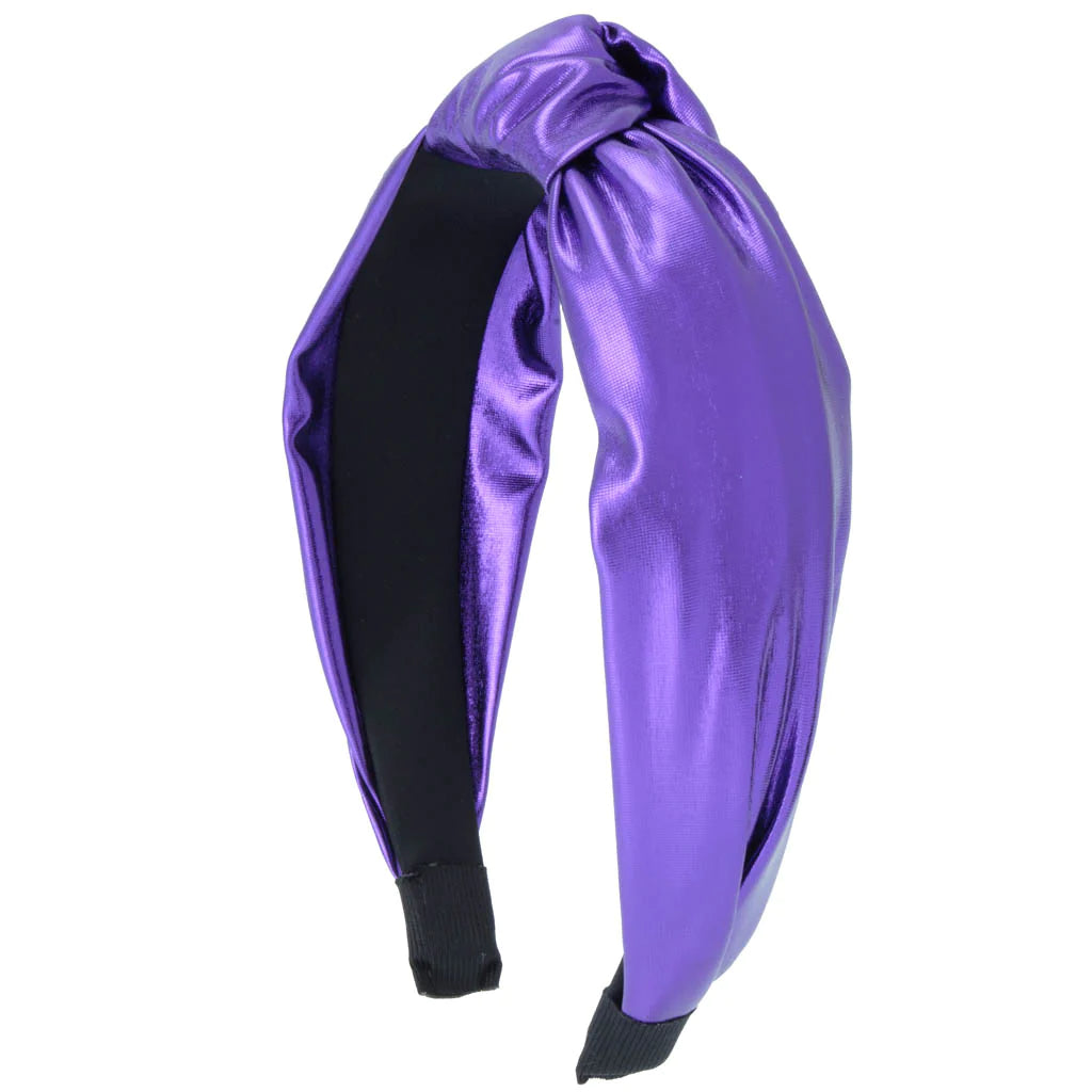 Azarhia Fashionable Purple Metallic Top Knot Headband - Perfect for Any Outfit
