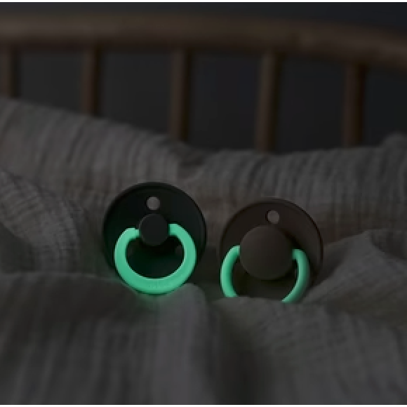 BIBS Colour Collection Glow Round Pacifiers - Sage/Cloud Glow 2-Pack (Limited Offer)