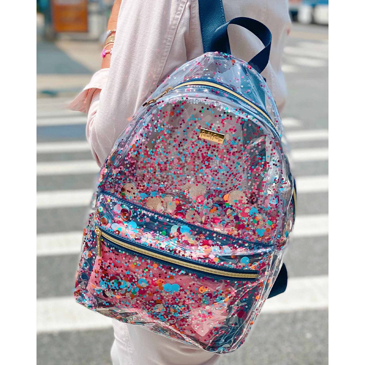 Hot Sale! Clear Fashion Backpack for Party with Packed Essentials Confetti