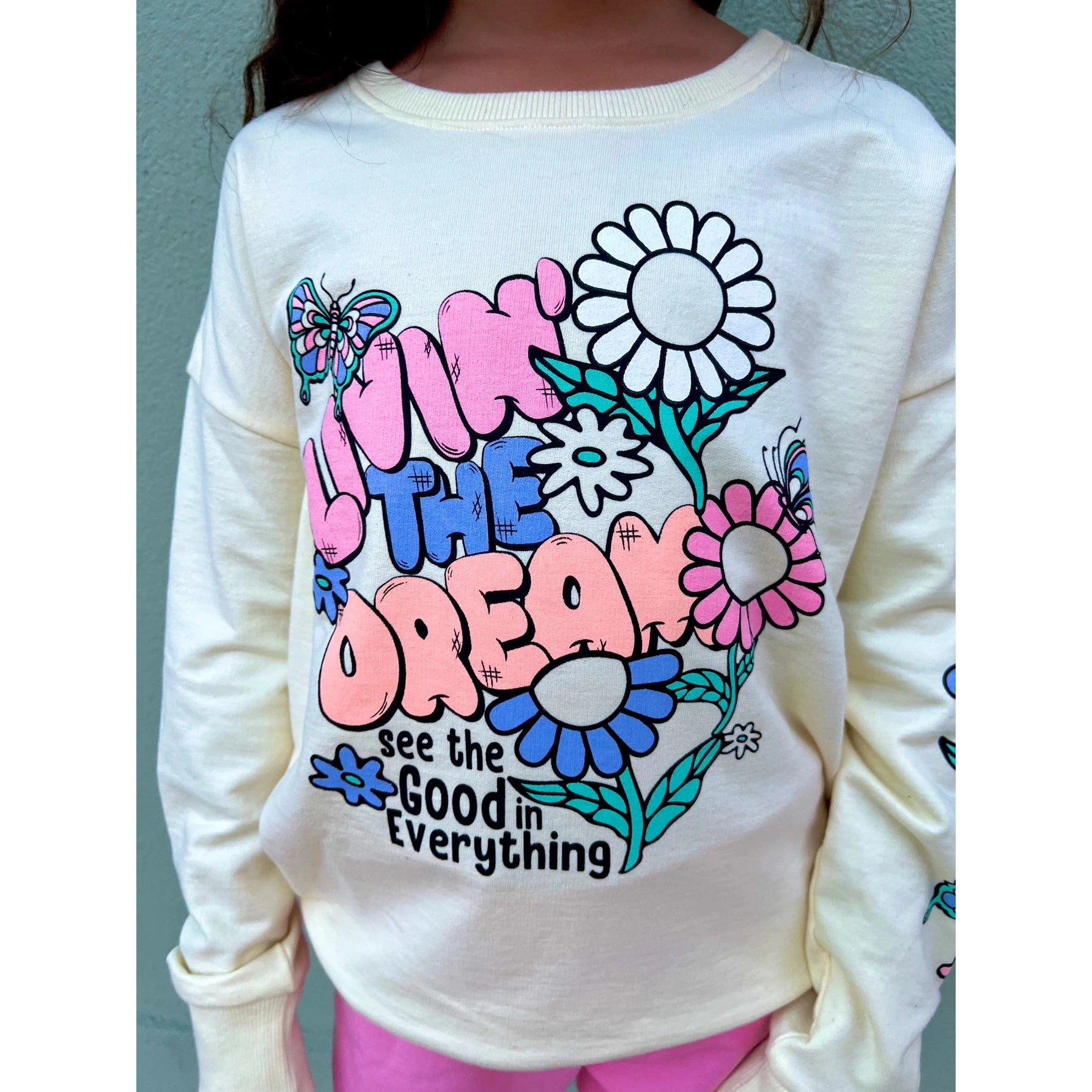 Pear Sorbet Paper Flower Graphic Sweatshirt for Dream - Living