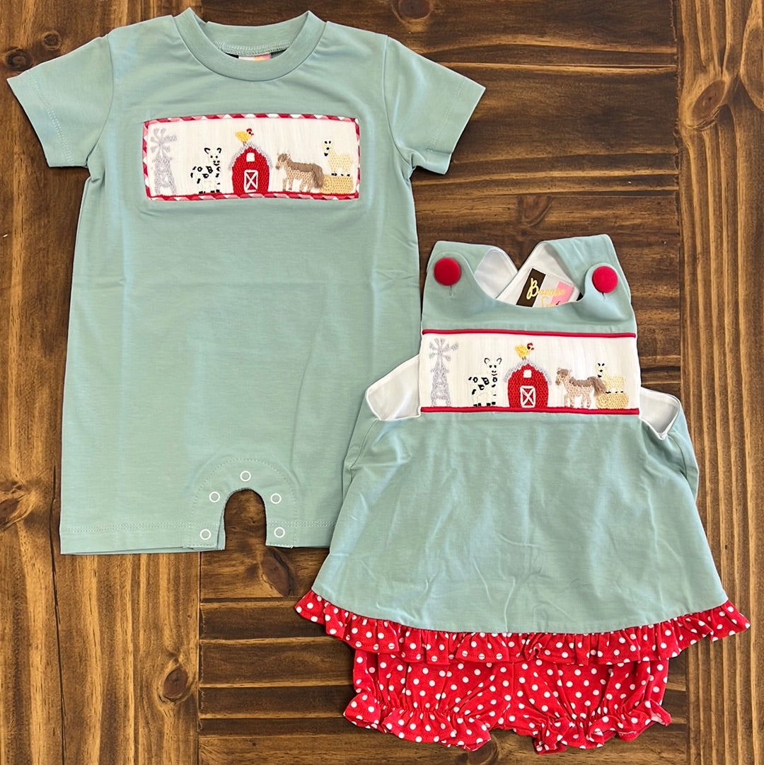 Farm Days Banana Split Smocked Cute Bloomer Set