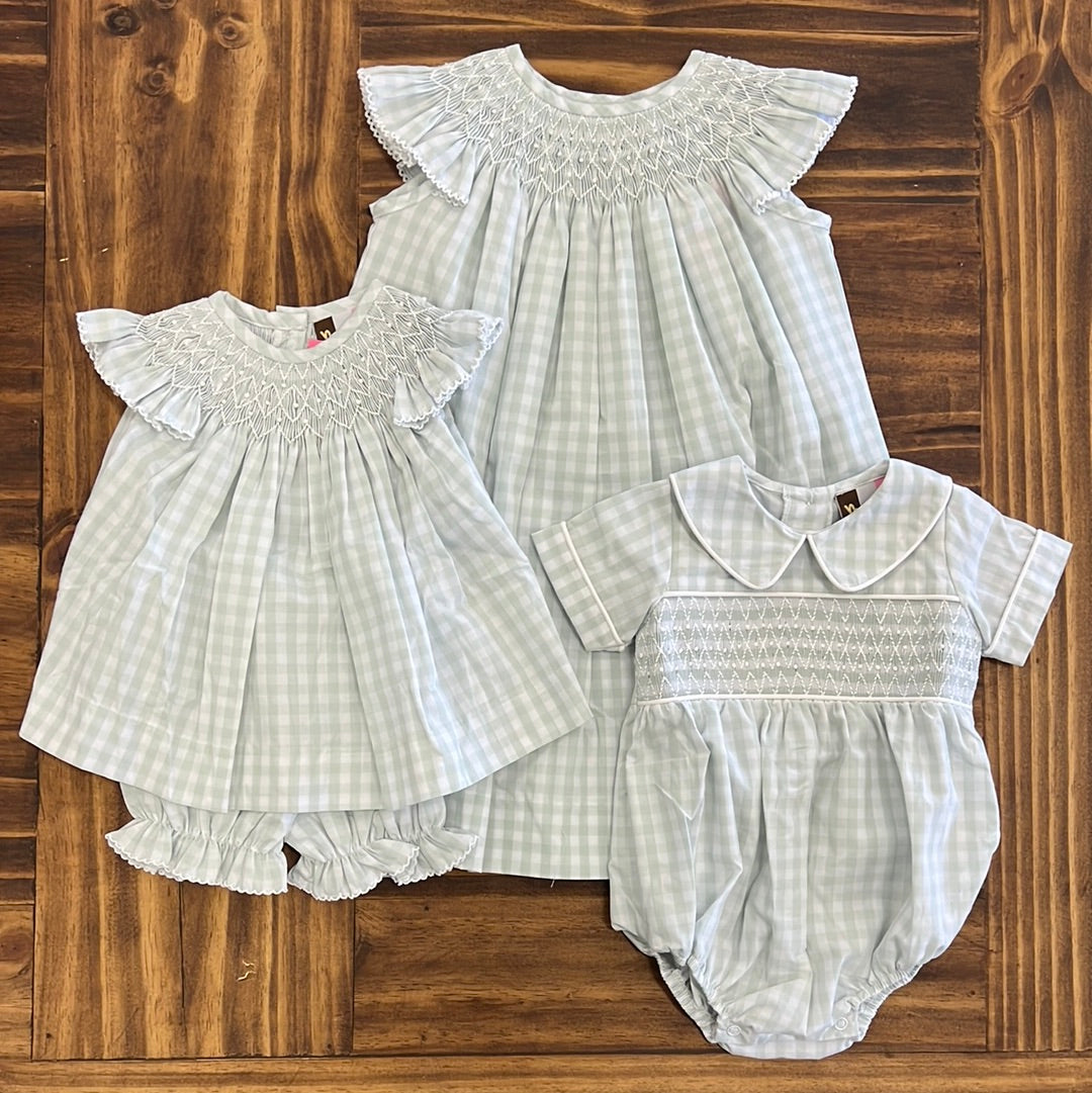 Pastel Green Gingham Geometric Boys' Bubble for Banana Split Style
