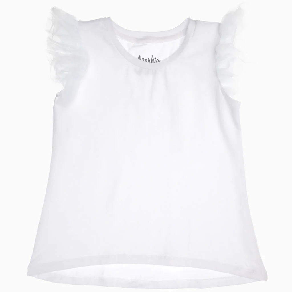 Elegant White Azarhia Tulle Ruffled Cotton - Spandex Shirt