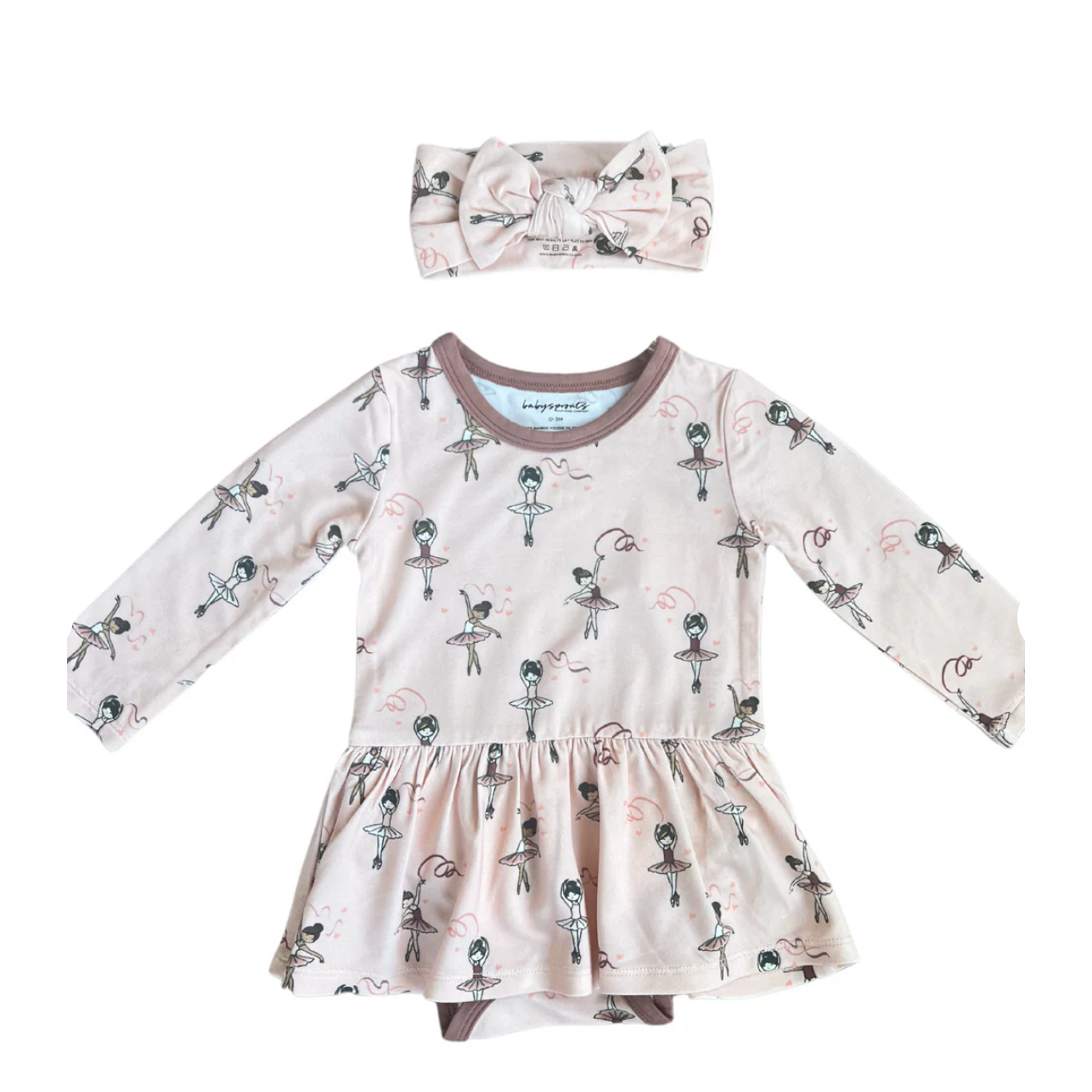 Adorable Baby Sprouts Soft Ruffle Bodysuit Dress with Matching Headband